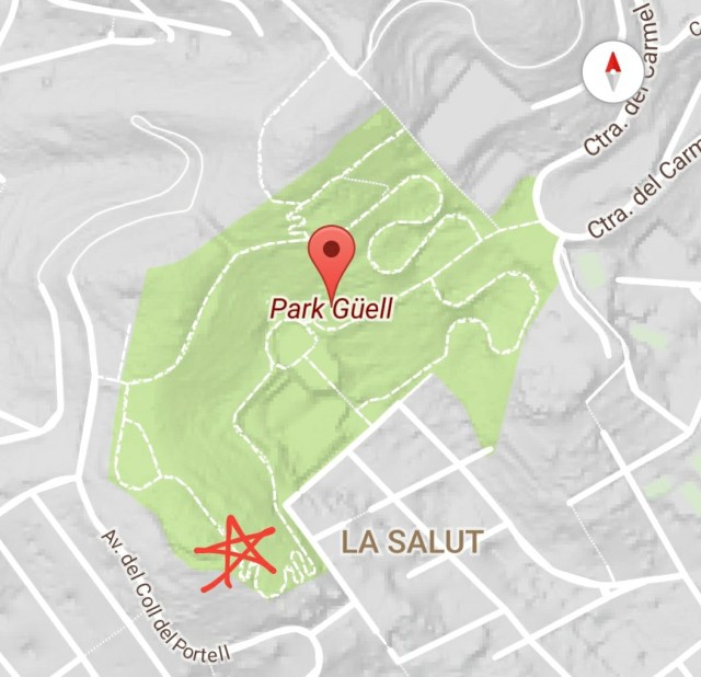 Map of Park Guell in Barcelona, Spain