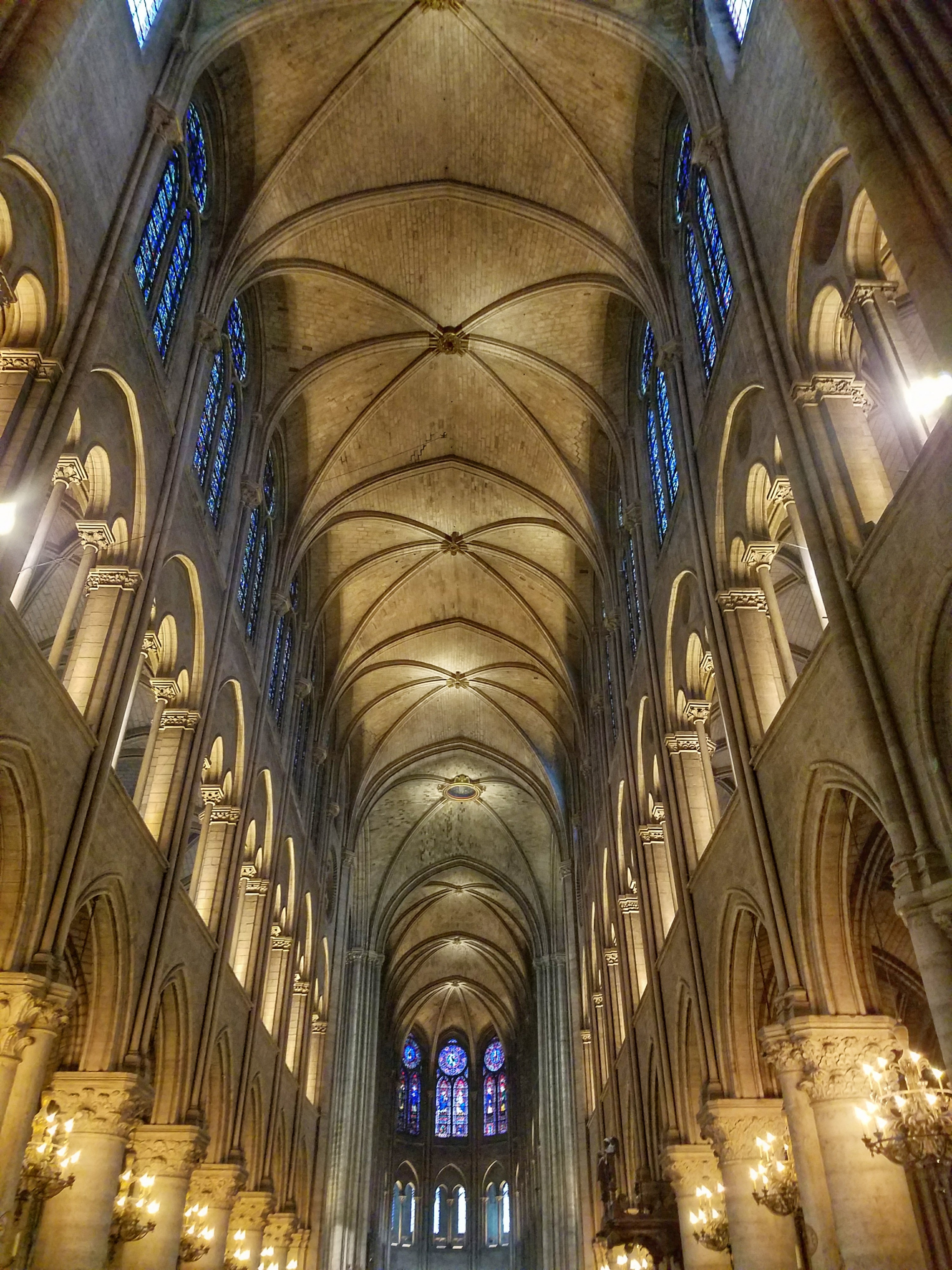 Notre Dame vaulted ceiling in Paris