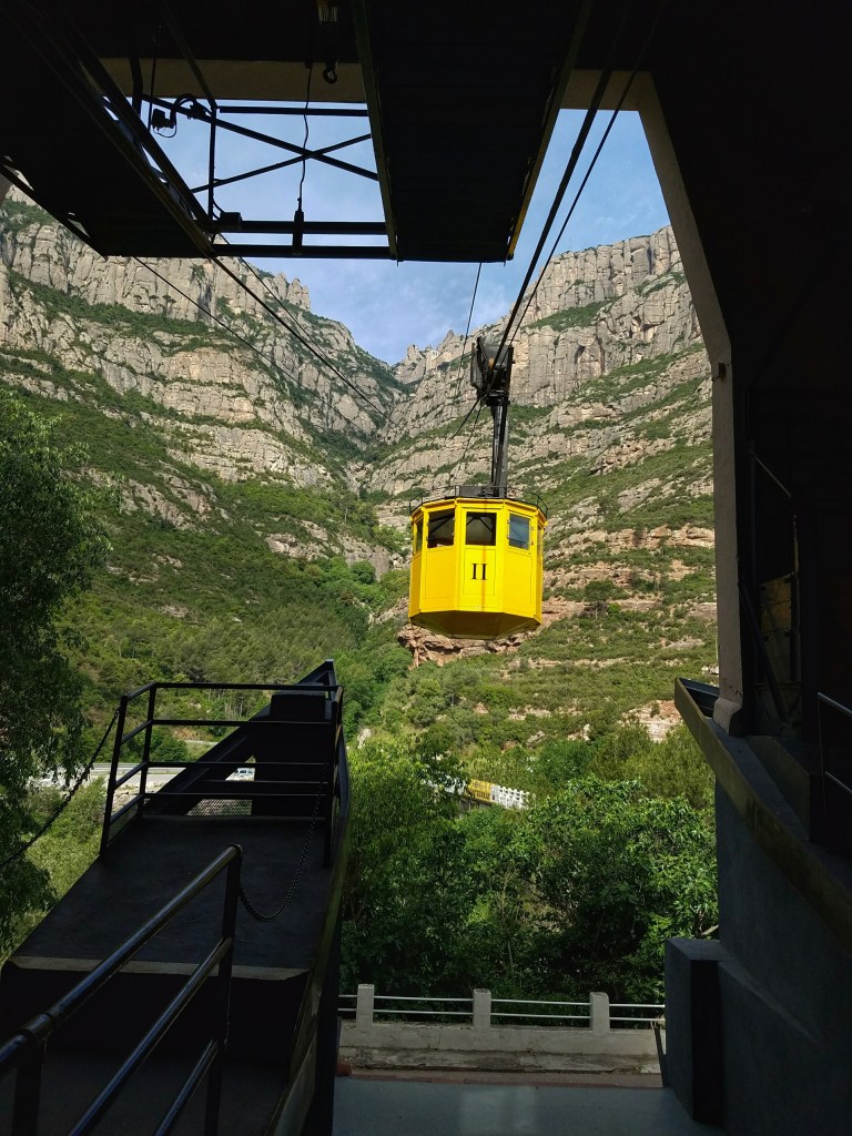 Aeri de Montserrat yellow cable car in Spain