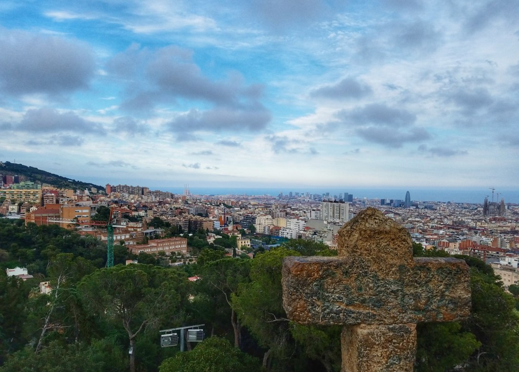 View of Barcelona Spain from mountains
