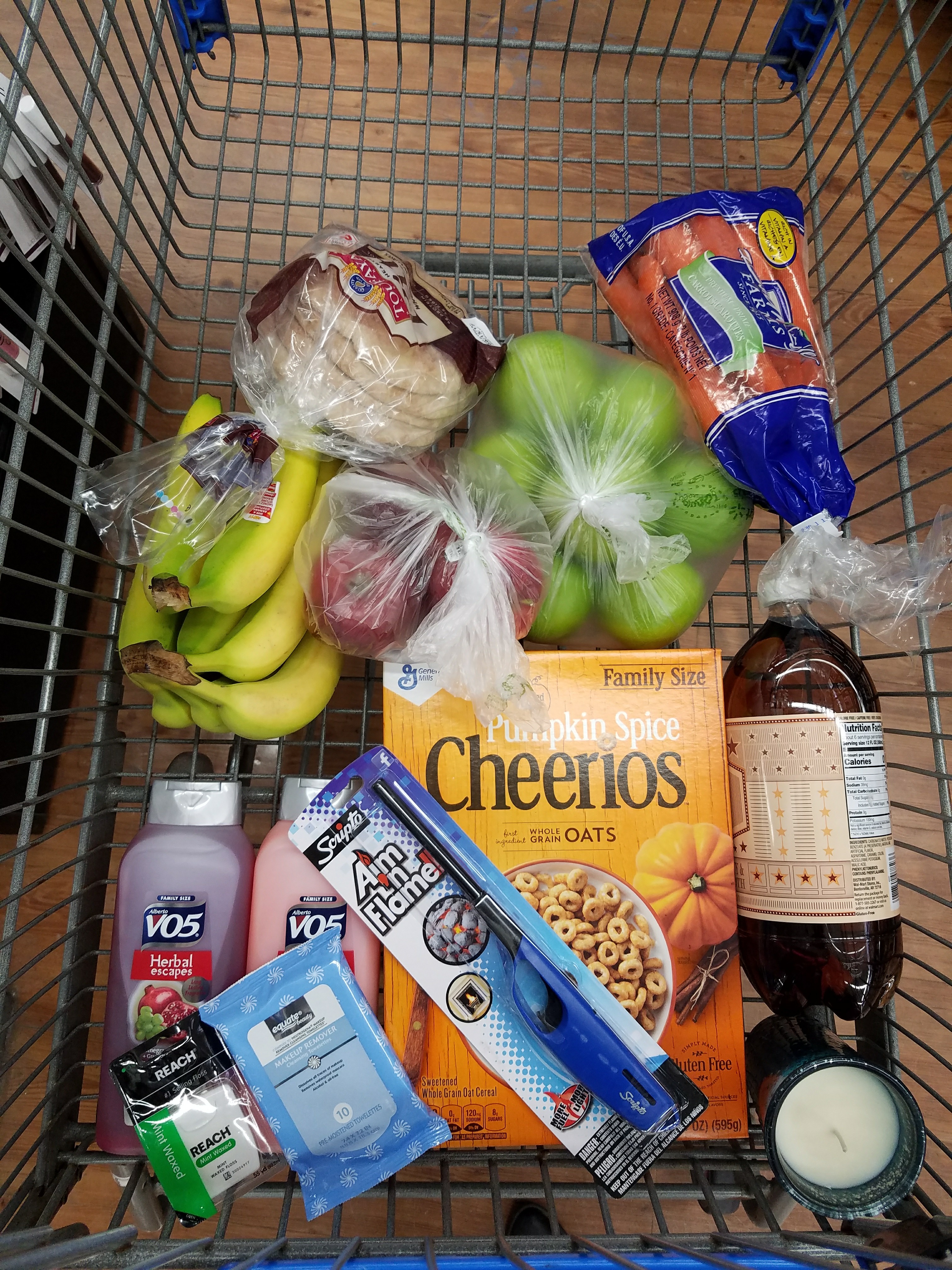 Shopping cart with groceries