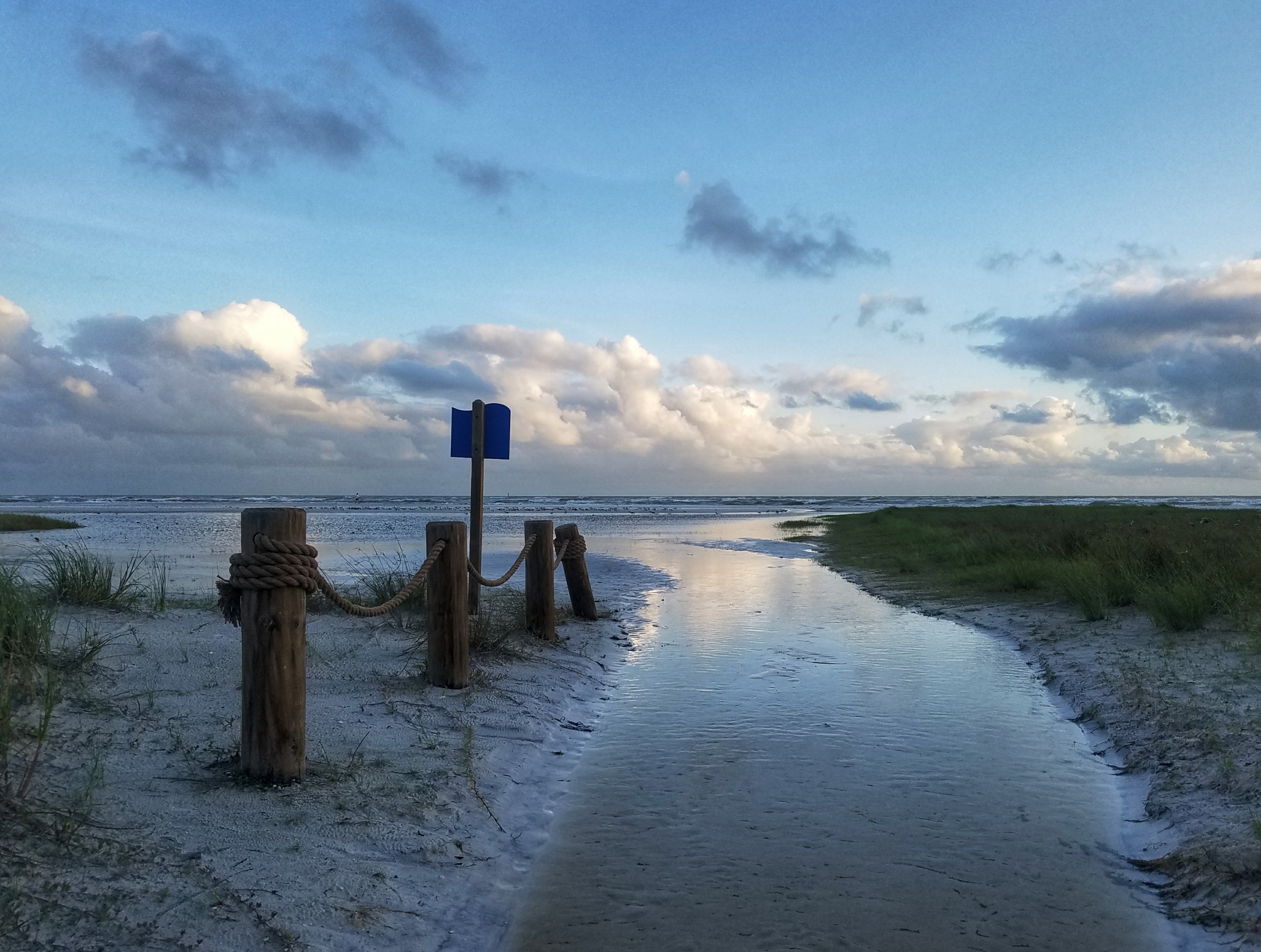 Flooded beach path