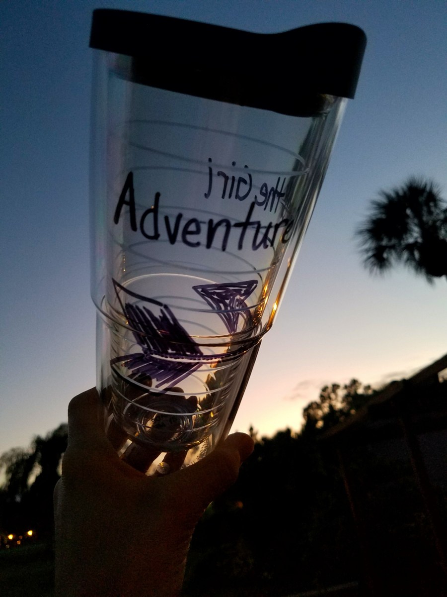 Tervis tumbler with the word "Adventure"