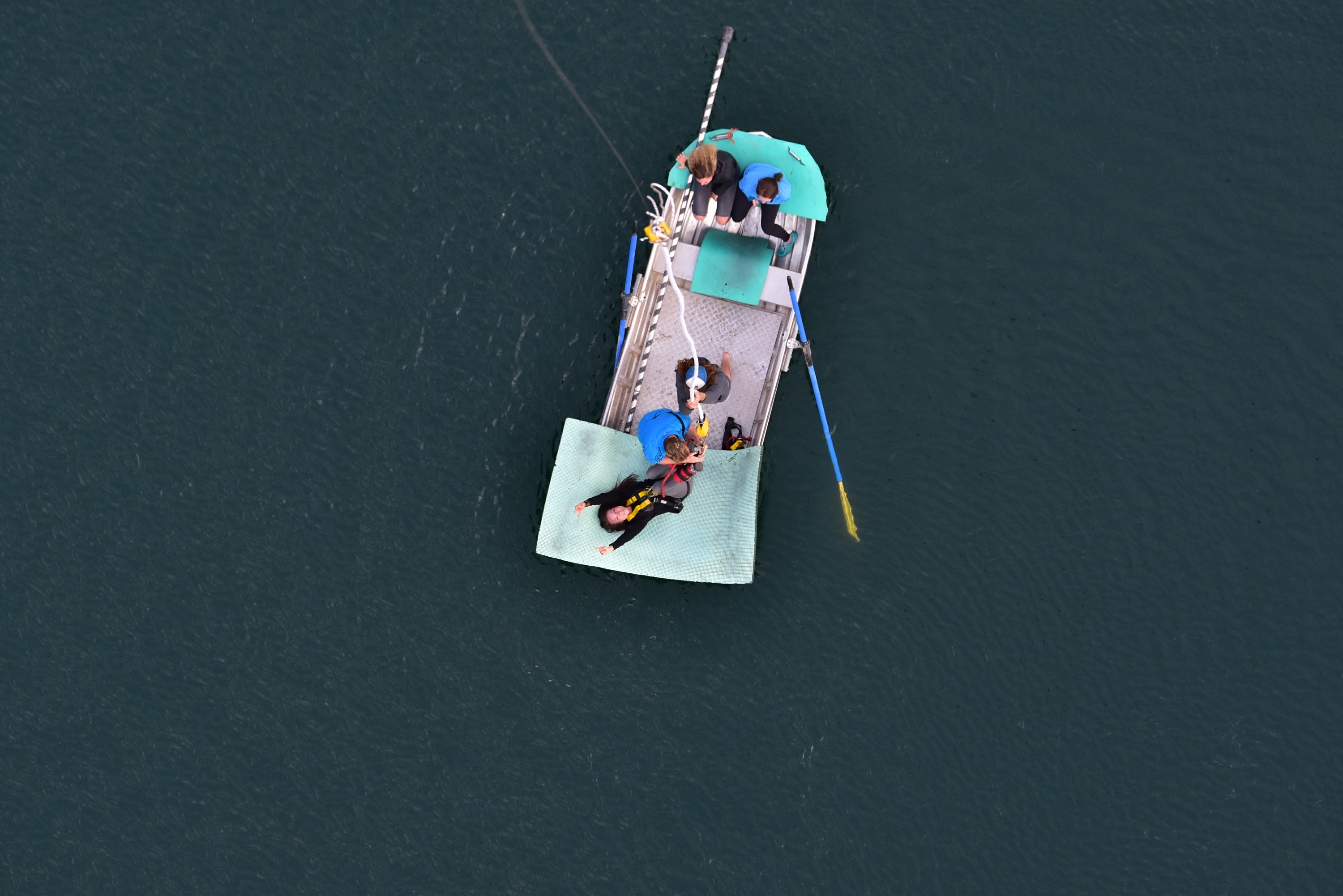Aerial view of boat in a lake