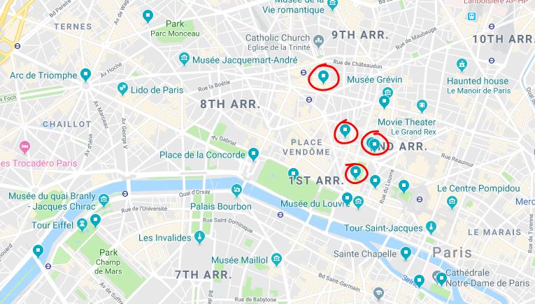 Google Maps saved list for Paris France