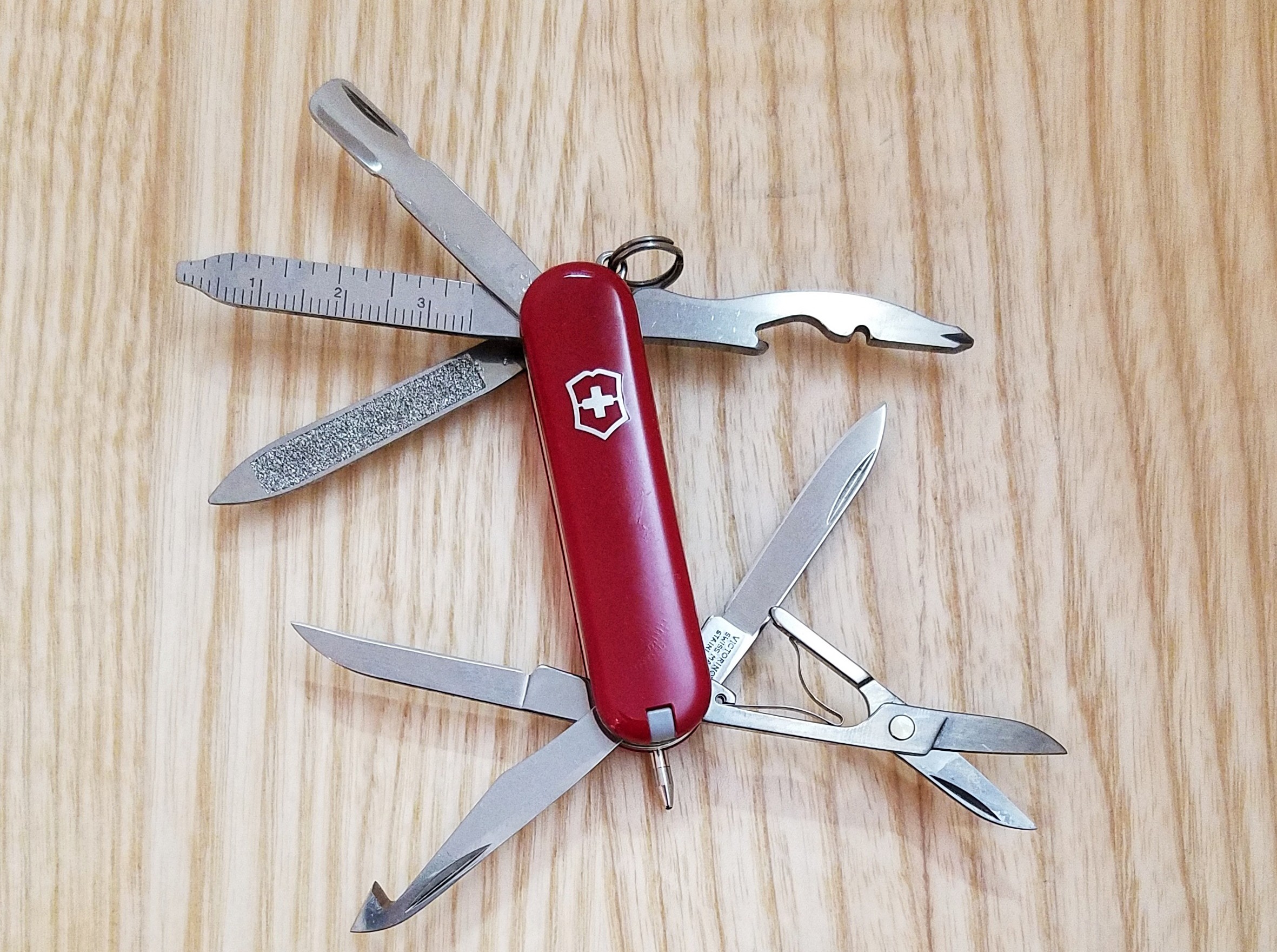 Swiss Army Knife with all the gadgets open