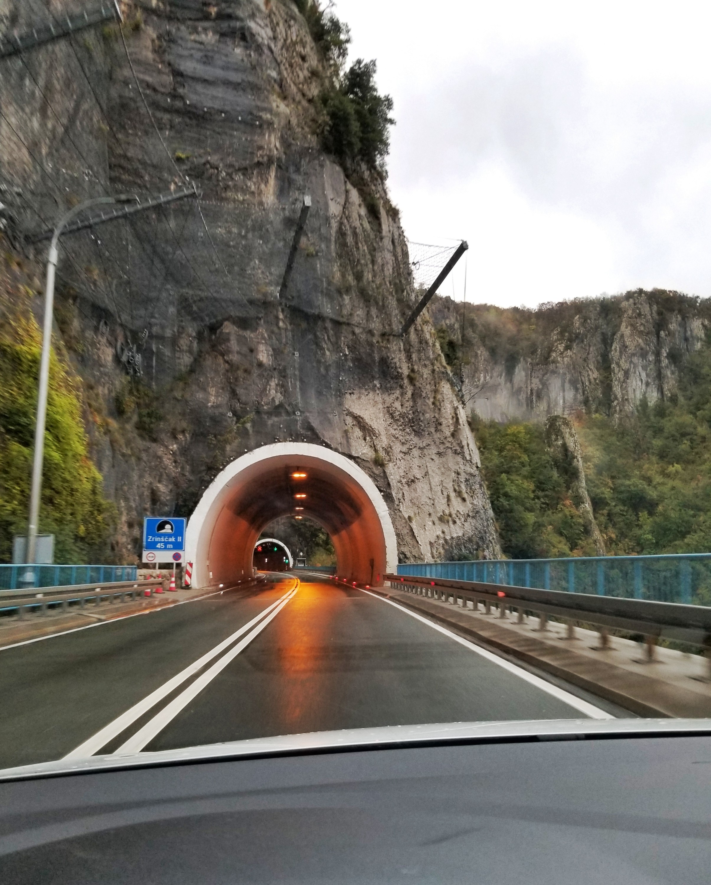 Tunnel through a mountain on a roadway