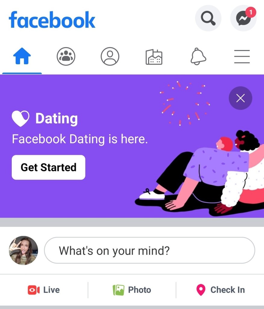 Screenshot of Facebook Dating invite