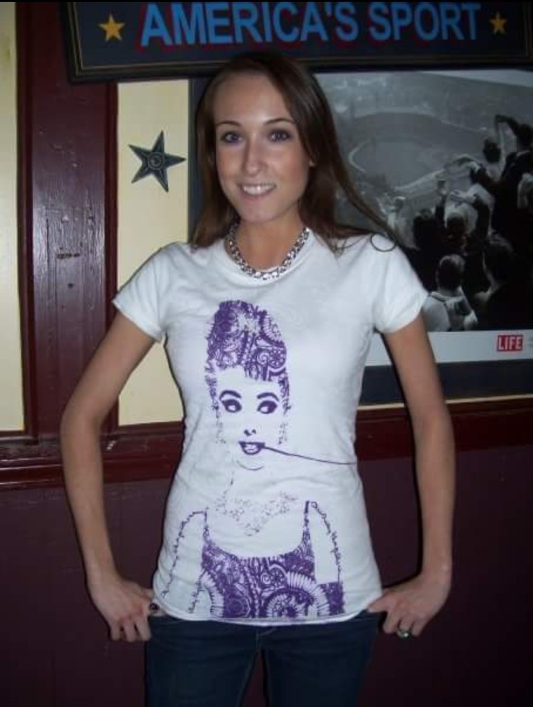 Woman wearing an Audrey Hepburn t-shirt