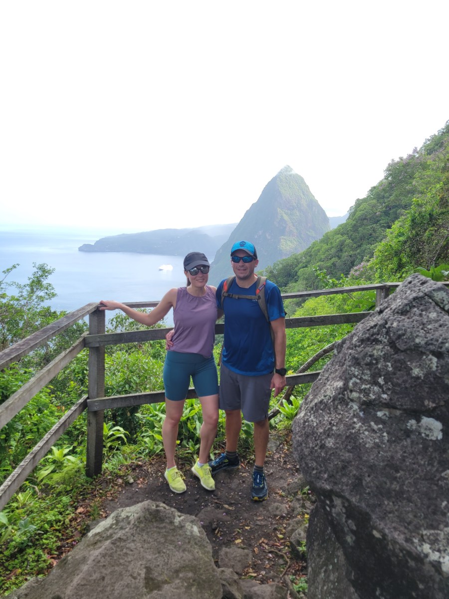 Man and woman hiking in St. Lucia