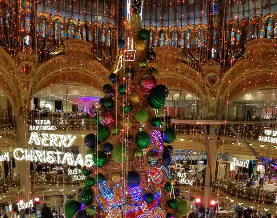 Giant Christmas tree in a department store