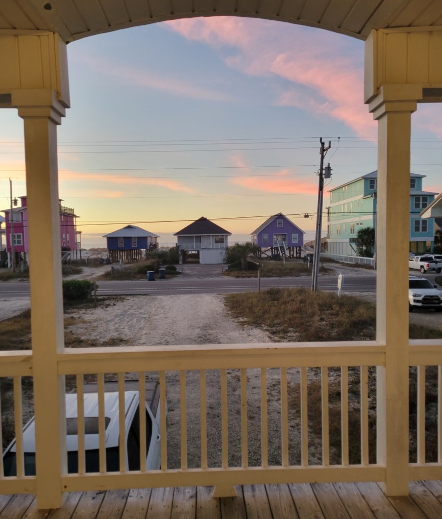 View of rental homes along Gulf Shores Beach in Alabama