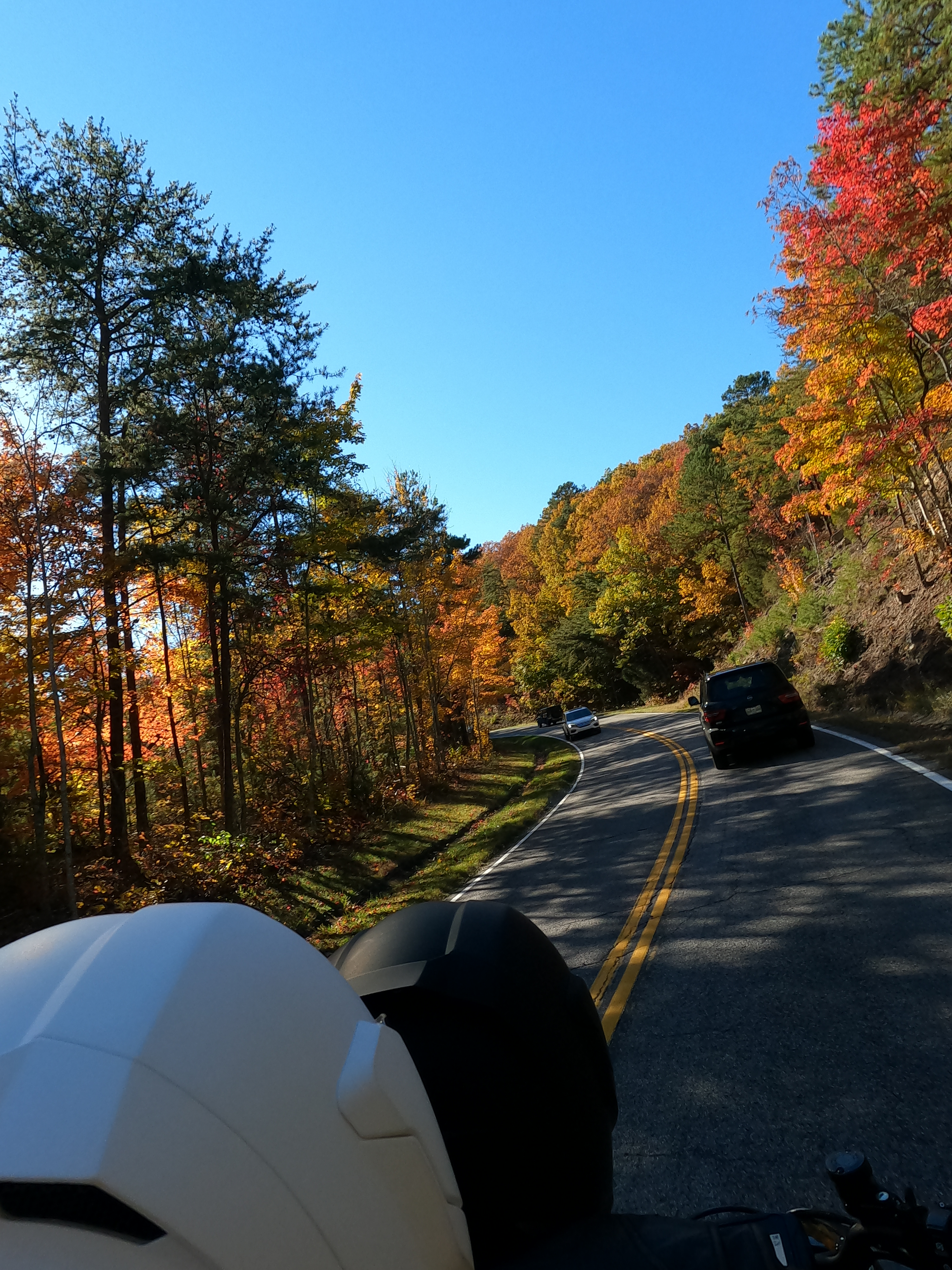 Foothills Parkway drive in Smoky Mountains with fall foliage