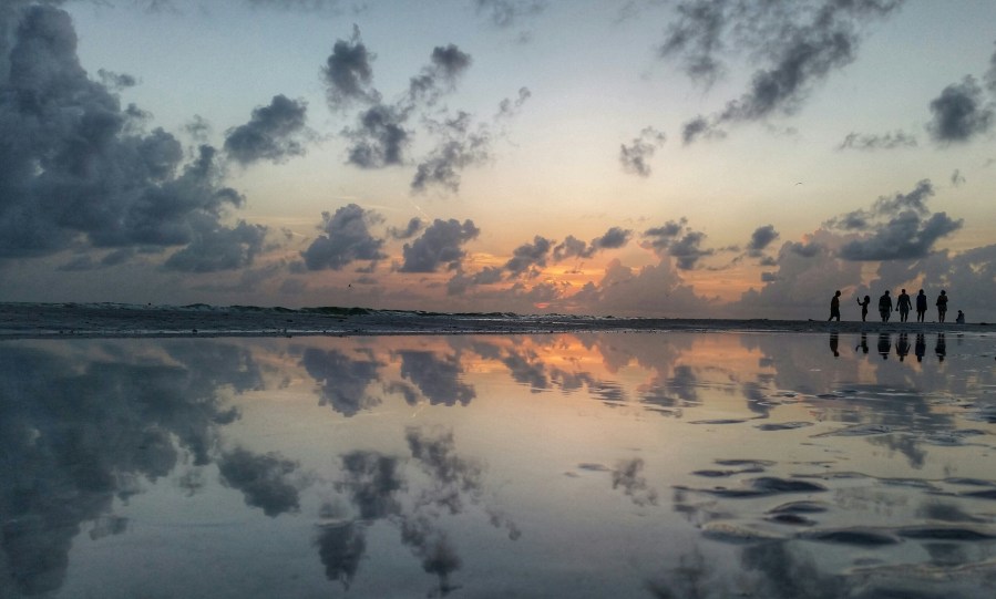 Sunset reflection in a pool of water