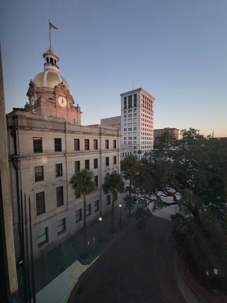 Savannah City Hall at sunset