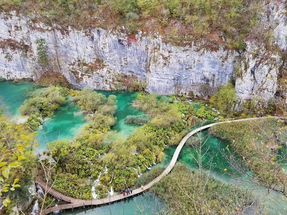 Aerial view of Plitvice Lakes National Park in Croatia