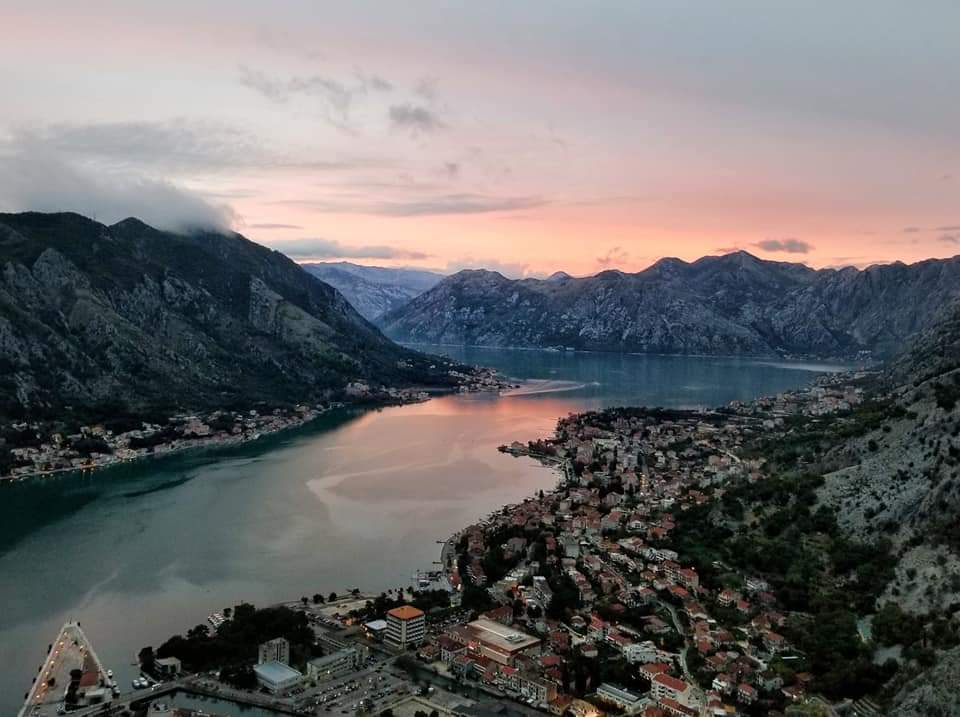 Kotor Montenegro bay at sunset