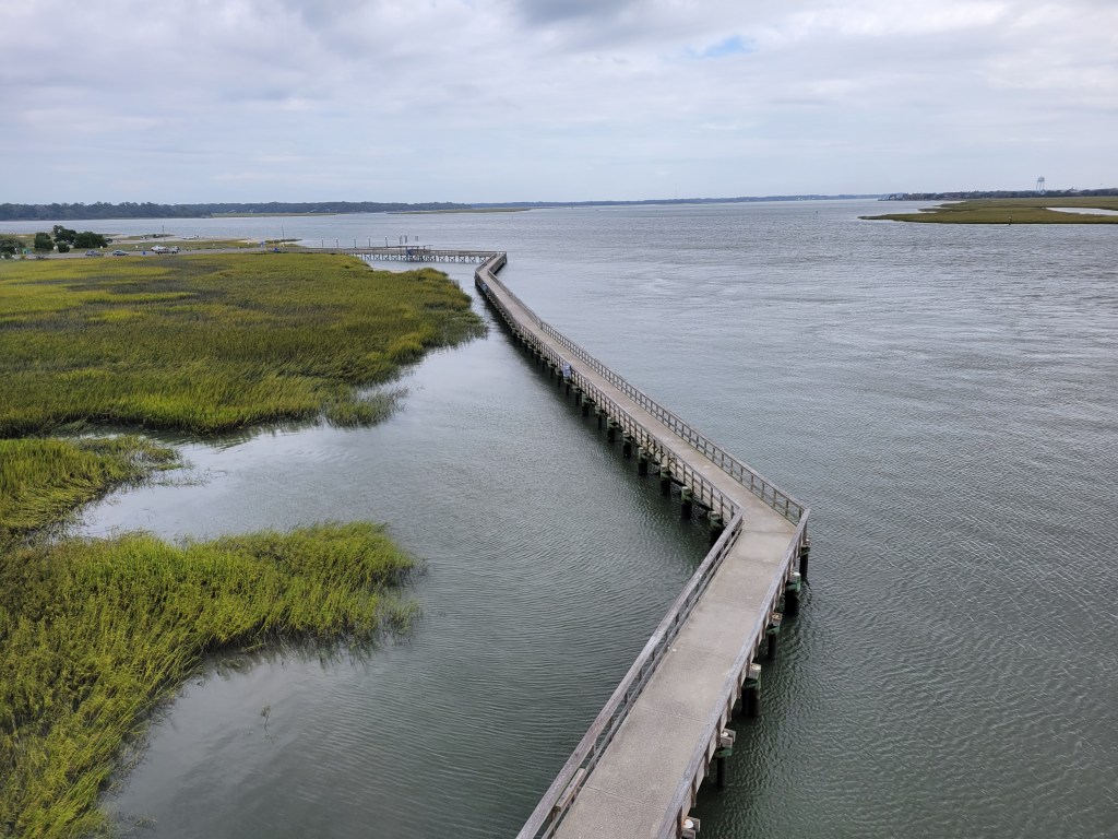 Boardwalk along the wetlands in Port Royal South Carolina observation deck