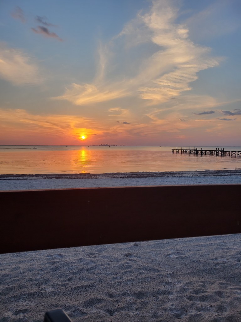 Bahia Beach pier at sunset