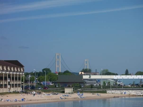 View of Mackinac Bridge in St. Ignace, Michigan 