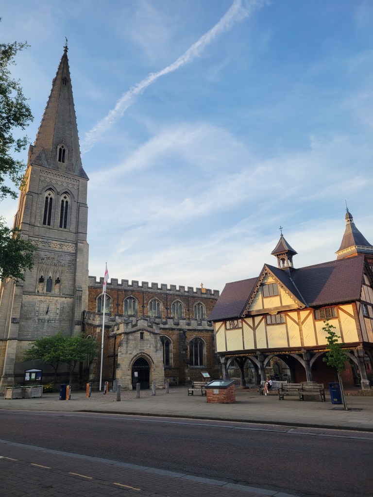 A church and old school in Market Harborough, UK
