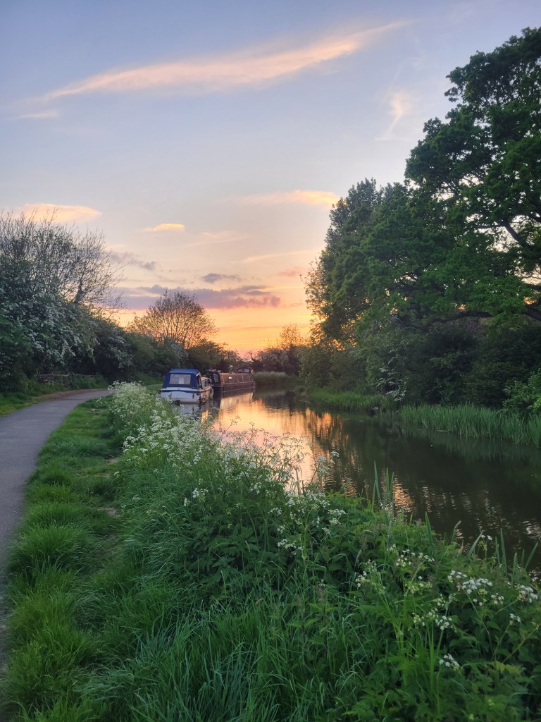 Sunset over a canal in Market Harborough, UK
