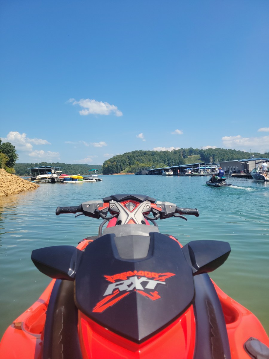 Orange jet ski in the water