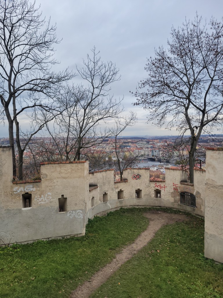 Fortress walls with a view of the city of Prague