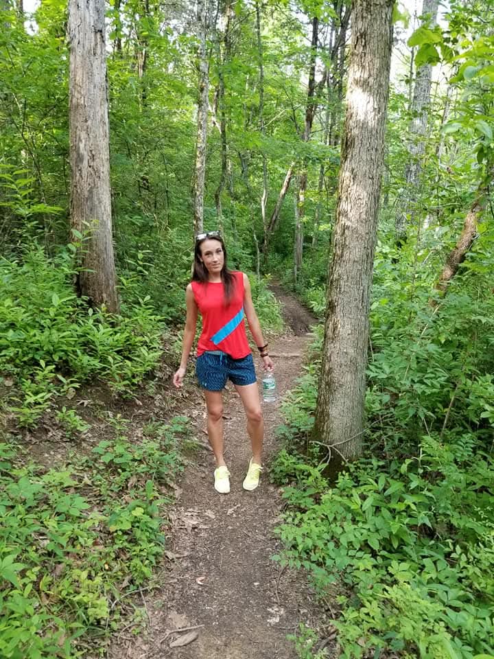 Woman hiking in the woods