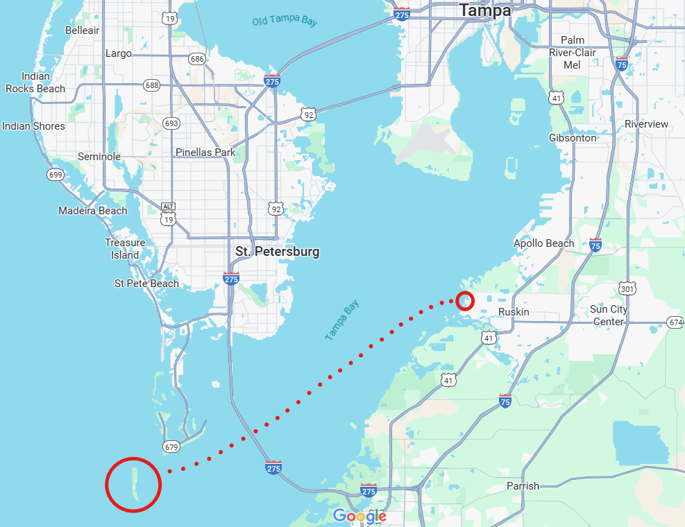 Google map of Tampa Bay