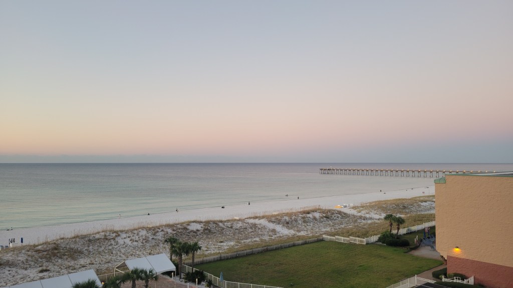 View of the Gulf of America from a hotel room in Pensacola Beach Florida 