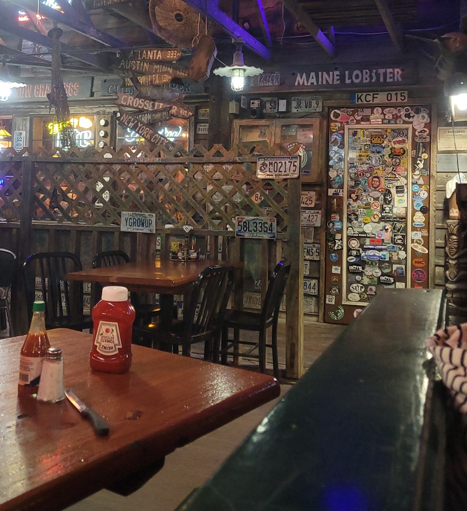 Interior of coastal Florida restaurant and bar, Peg Leg Pete's in Pensacola Beach Florida