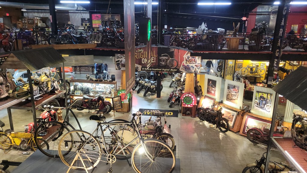 Interior of a motorcycle museum