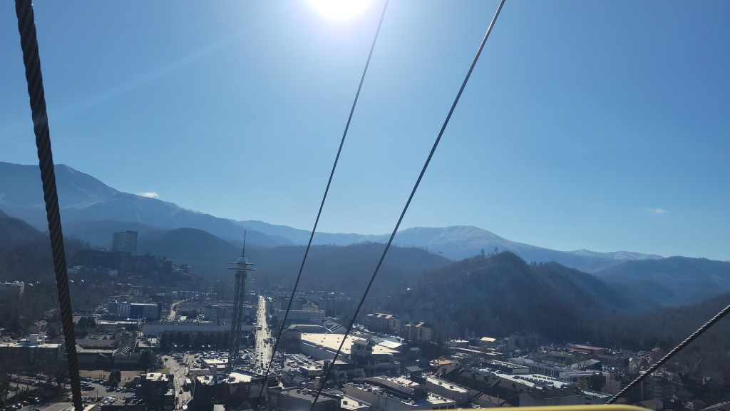 View of Gatlinburg and Smoky Mountains from Gatlinburg SkyPark in Tennessee