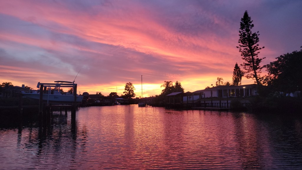 Vibrant sunset over a canal in Florida 