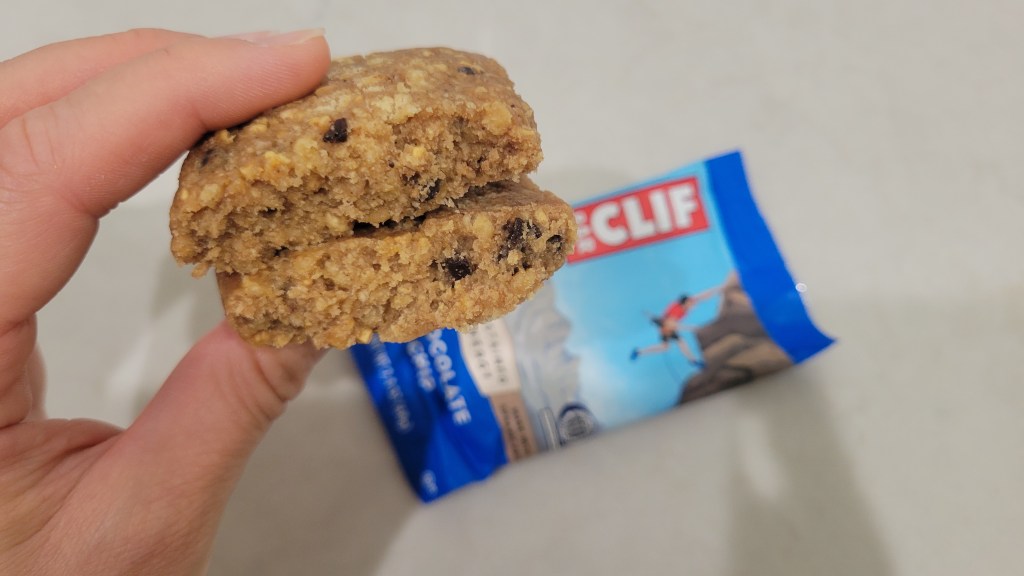 CLIF Bar Chocolate Chip inside and outside of bar