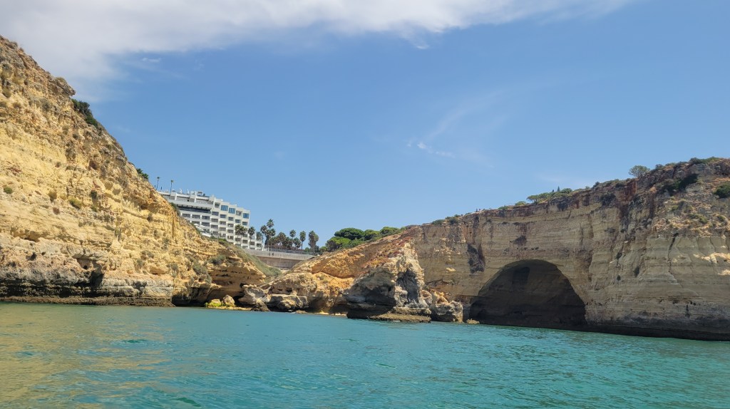 Coastal cliffs in Portugal with a cave