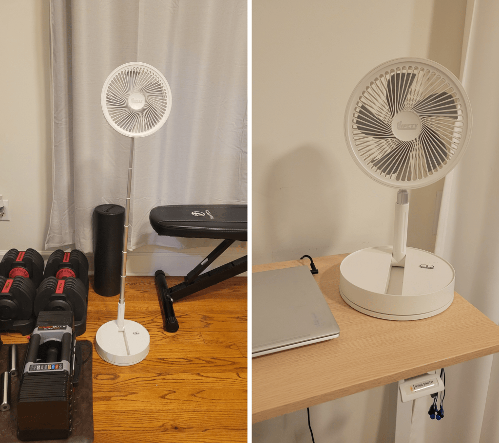 Portable rechargeable fan with adjustable height