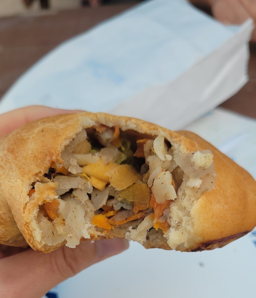 Vegan pasty at Miners Pasty Kitchen in Munising Michigan 